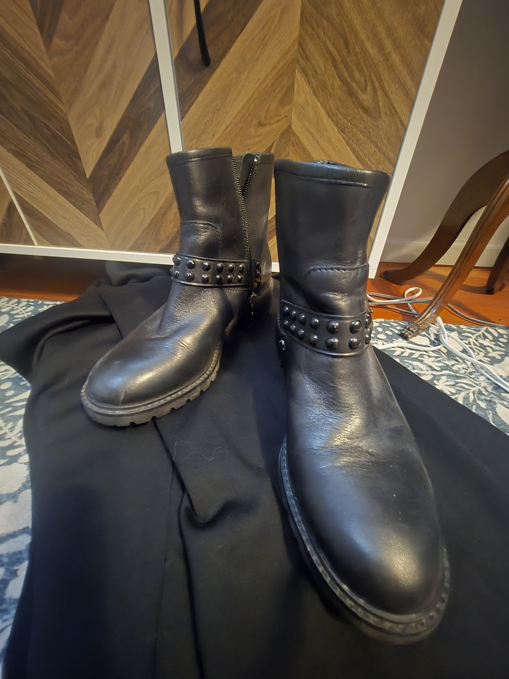 Coach Black Leather Studded Mid-Calf Boots